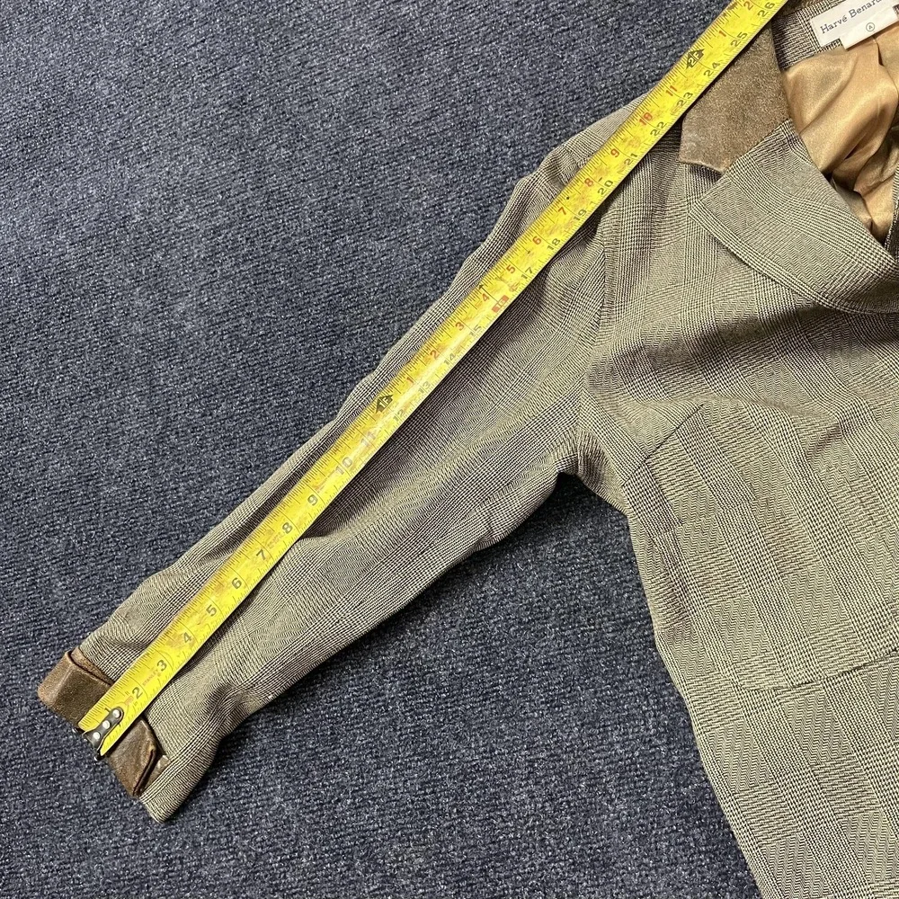 Harve Benard Sport Blazer Jacket Womens 10 Gray Plaid Wool Faux Leather Collar - Picture 8 of 10